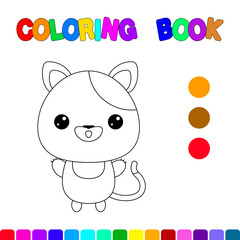 Coloring book with a cat.Coloring page for kids.Educational games for preschool children. Worksheet