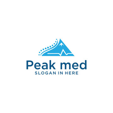 peak top summit medical logo with spine vector