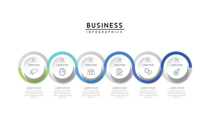 Circular Connection Steps business Infographic Template with 6 Element