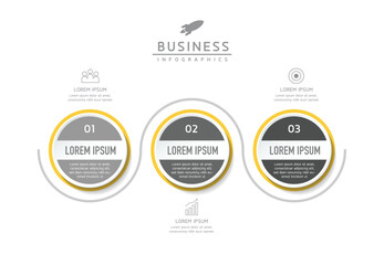 Circular Connection Steps business Infographic Template with 3 Element