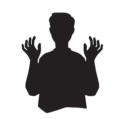 驚きのジェスチャーをする男性のシルエット　黒