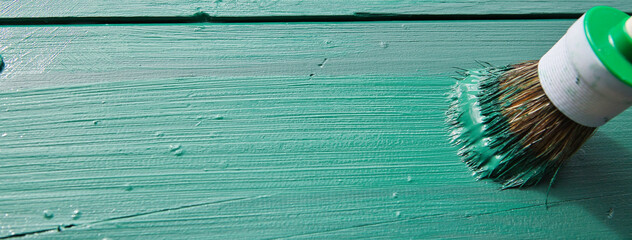 brush the wooden board in green