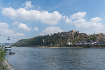 Fototapeta na wymiar View to the fortress called Ehrenbreitstein in the german city Koblenz
