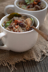 Rice and Vegetable Stew Served in Ceramic Cups