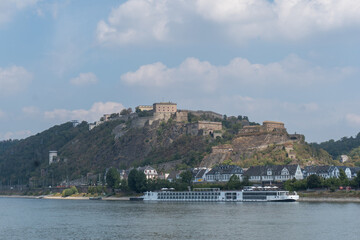 Fototapeta na wymiar View to the fortress called Ehrenbreitstein in the german city Koblenz