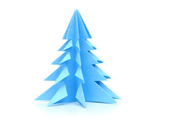 A blue paper christmas tree