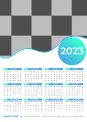  Calendar 2023 week start Sunday corporate design template vector.
