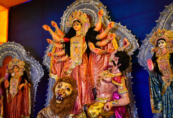 happy Durga puja advertisement, Kolkata durga puja, Navaratri, Dussehra celebration