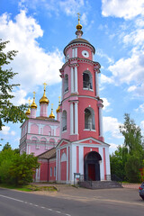 Fototapeta na wymiar The stone church of Boris and Gleb in Borovsk was built in 1704 instead of the previously burned wooden church. In 1929, the church was closed, and in 1993, worship was resumed in it. Borovsk, Russia,