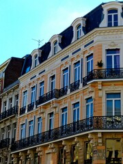 Naklejka premium Lille, September 2022: Magnificent facades of the buildings of Lille, the capital of Flanders