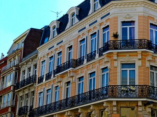 Lille, September 2022: Magnificent facades of the buildings of Lille, the capital of Flanders