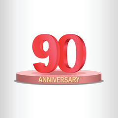 90th anniversary design with stage, high quality vector, eps10