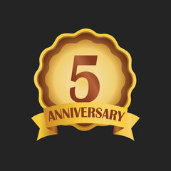 5th anniversary with golden badge