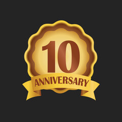 10 th anniversary with golden badge