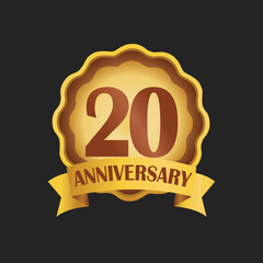 20th anniversary with golden badge