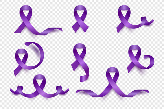Purple ribbon as symbol of World Cancer Day on white background Stock Photo  by ©serezniy 323037484