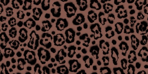 Seamless watercolor leopard pattern. Blurred animal print with spots