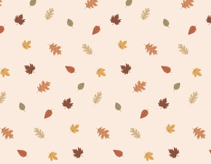 autumn leaves seamless fully customizable pattern swatch vector scalable light beige background
