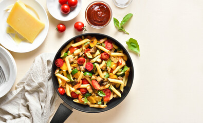 Penne pasta with roasted vegetables