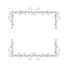 Abstract Black Simple Line Square With Leaf Leaves Frame Flowers Doodle Outline Element Vector Design Style Sketch Isolated Illustration For Wedding And Banner