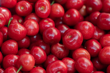 Macro photo fresh cherry. Stock photo background sweet cherry