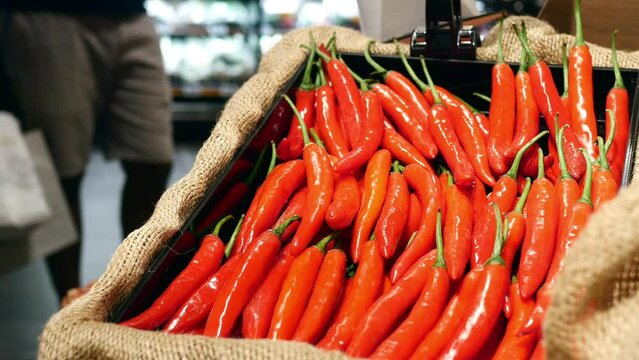 red chili pepper display for sale in singapore retail market 