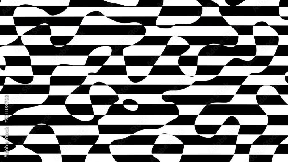 Poster Seamless abstract wavy background for loop playback. Simple black and white waves.