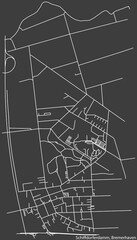 Detailed negative navigation white lines urban street roads map of the SCHIFFDORFERDAMM DISTRICT of the German regional capital city of Bremerhaven, Germany on dark gray background