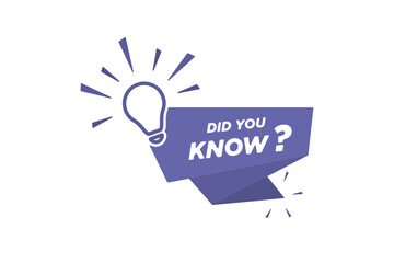 Did You Know violet banner design with light bulb and rays. 
