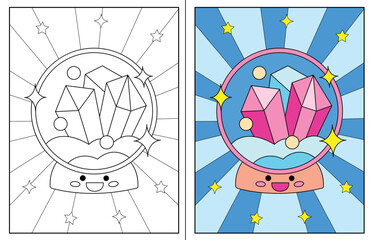 kawaii diamond coloring page