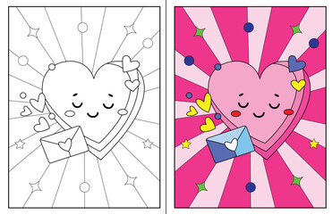 kawaii love coloring page