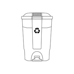 Recycle Bin Outline Icon Illustration on White Background