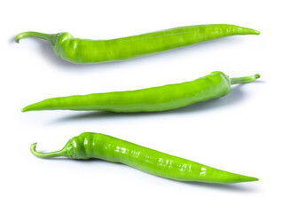 Green chili pepper isolated on a white background