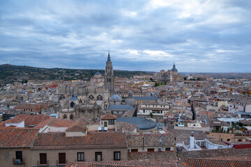Fototapeta premium Panoramic view of Toledo, Spain, UNESCO world heritage site. Old city on horizon