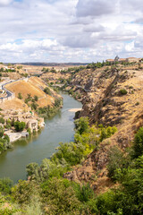 Fototapeta na wymiar View of Tegus River in Toledo, Spain, UNESCO world heritage site.