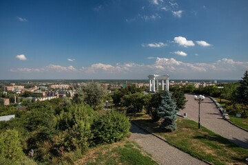 White gazebo in Poltava, Ukraine on a sunny day