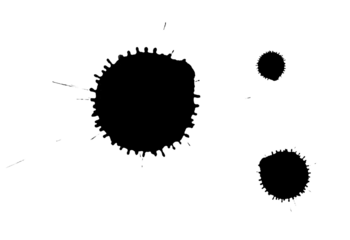 black ink blots on a white background