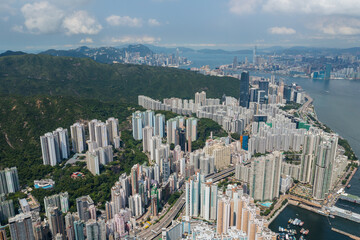 Aerial view of Hong Kong city