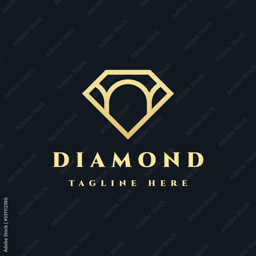 Sticker luxury diamond line art geometry logo design