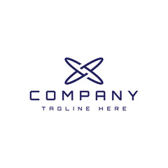 modern letter X eclipse atom logo design