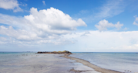 Low tide walking path connect Kueibishan and Chi Yu Island at Penghu of Taiwan