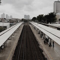 Naklejka premium railway in the city