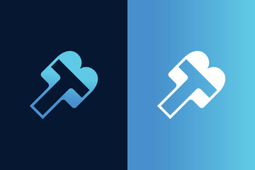 Negative Space Letter TB or BT Logo Design