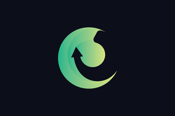 Stylish Color C Letter and Return Arrow Logo Design