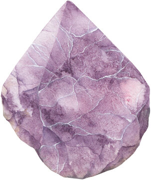 Transparent Background lepidolite Illustration Png. Transparent Clipart Image of watercolor crystal ready-to-use for site, article, print