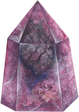 Transparent Background sugilite Illustration Png. Transparent Clipart Image of watercolor crystal ready-to-use for site, article, print