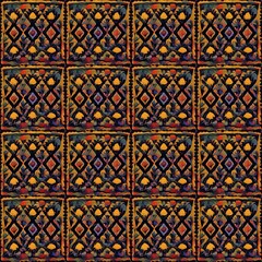 Tribal Pattern, Ornamental Wallpaper, Embroidery, Fantasy Home Decoration, Bohemian Style Ornaments, Botanical Illustrations, Handcrafts, Textiles, Interior and Exterior Surface, Ceramics Tiles