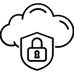 Cloud Security Line Vector Icon