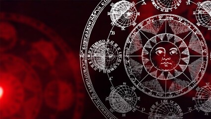 Banner on the theme of divination on cards,  astrology, astronomy, occultism, mysticism, tarot, prediction of the future. © o_kosta