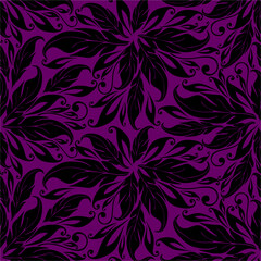 graphic seamless asymmetric black pattern on purple background, texture, design